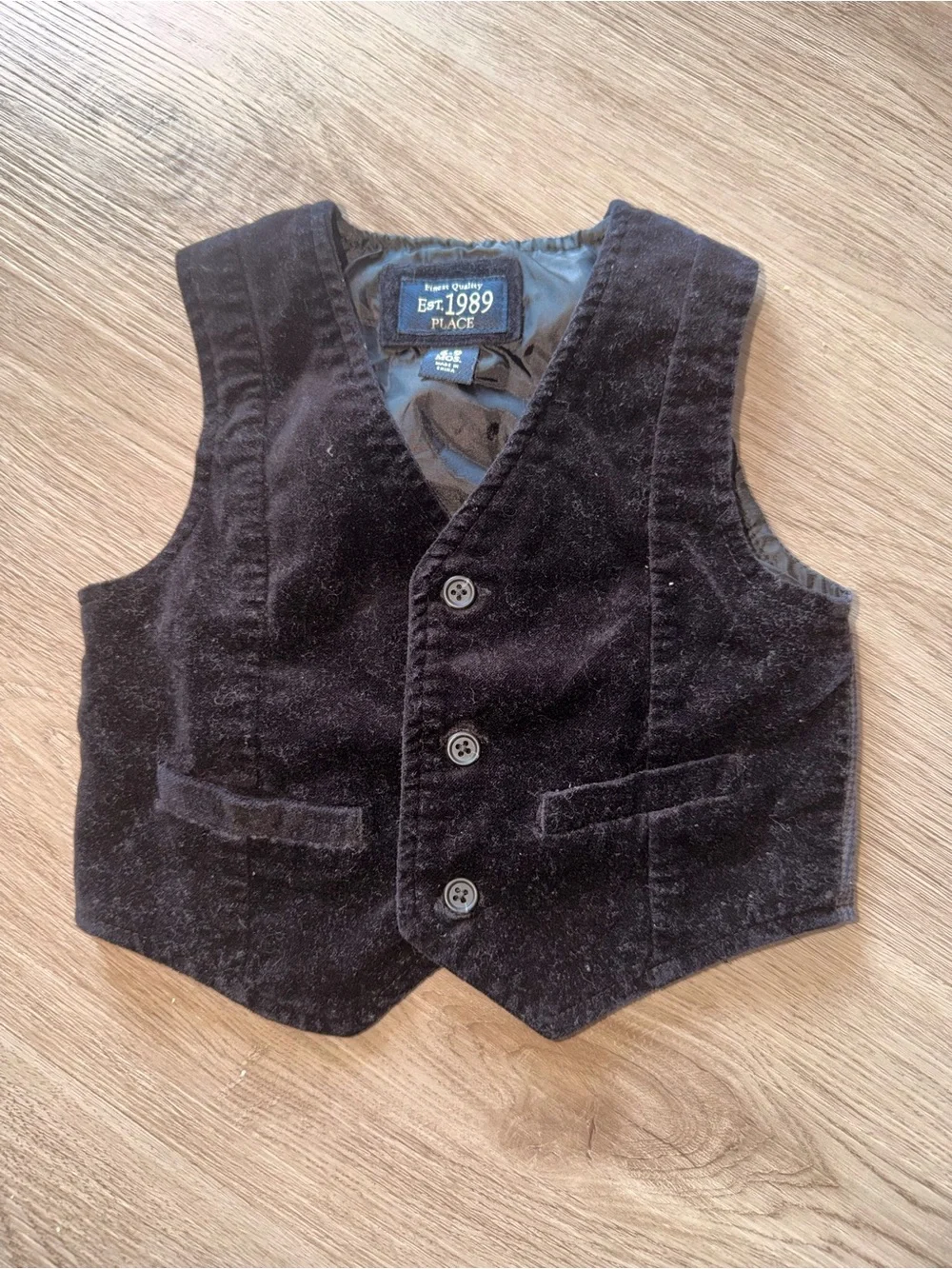 The Children’s Place Boys Black Suede Vest | Size 6-9 Months | Dressy Vest |